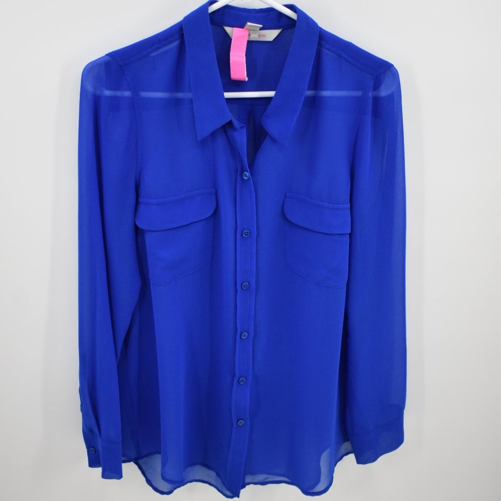 Harper and Gray Sheer Long Sleeve Blouse Size L
